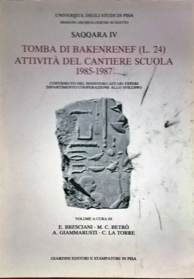 1988 - Tomba di Bakenrenef (L.24) attività del cantiere scuola 1985-1987 - Protezione, saggi di pulitura e restauro conservativo delle pitture