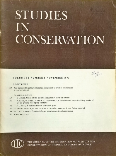 1973 - Studies in conservation volume 18 number 4 November 1973 - A new facing material